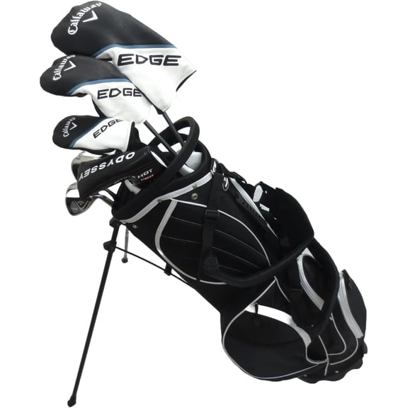 Callaway Mens Complete Golf Set Stiff Flex Driver, Wood, Hybrid, Irons, Odyssey Putter, Bag