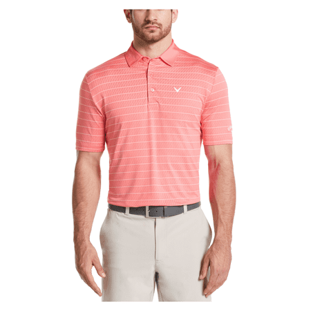 Callaway Mens Mens Ventilated Stripe Polo, Coral Size L