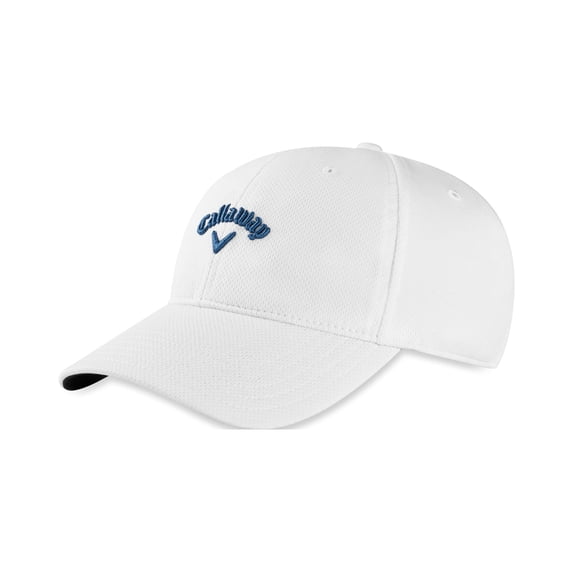 Callaway Mens Stretch Fitted Hat Golf Cap - White/Blue - L/XL