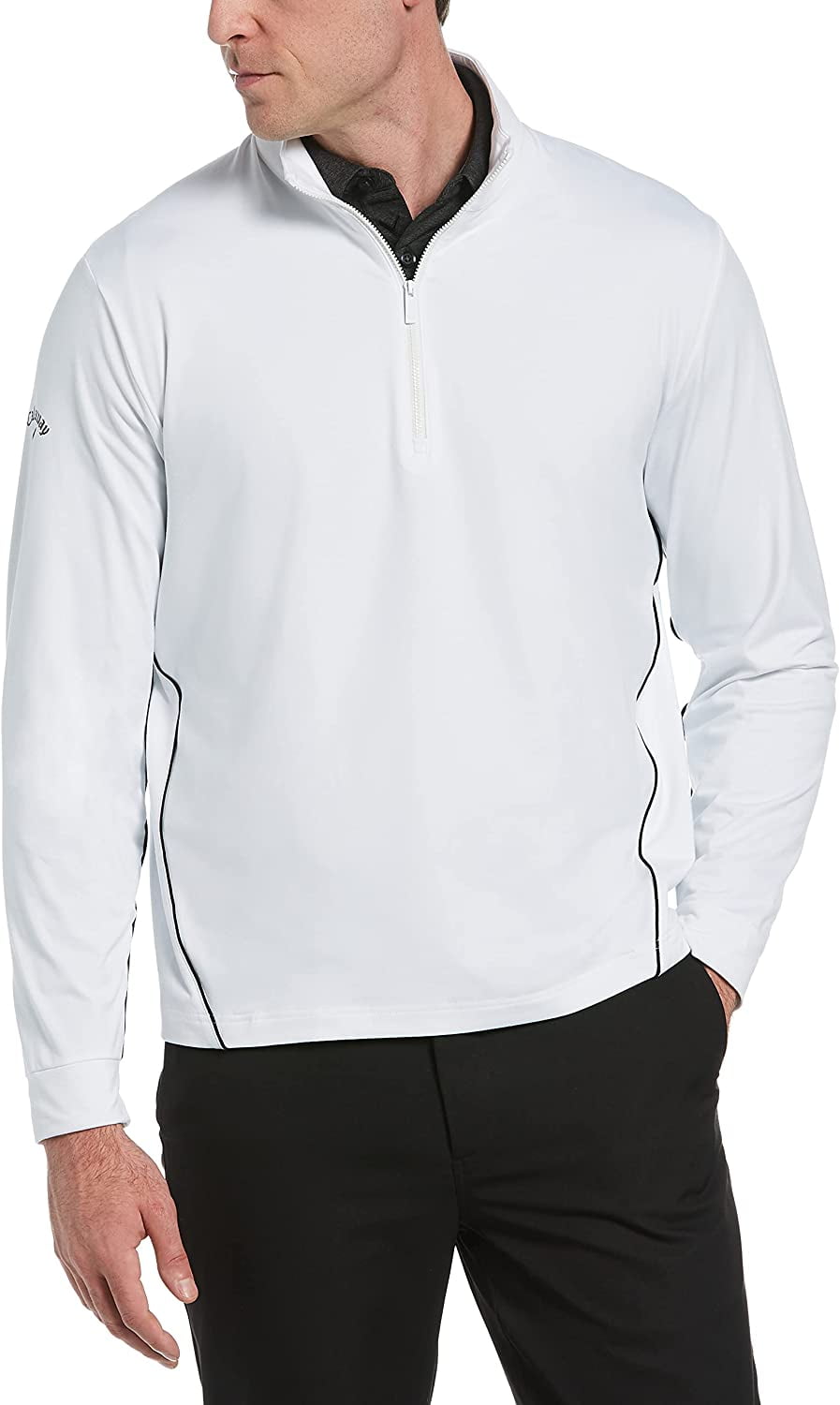 Callaway Mens Swing Tech Lightweight 1 4 Zip Golf Pullover Bright White XX Large Walmart
