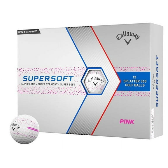 Callaway Golf 2023 SuperSoft Splatter Golf Balls 12-pack, White/Pink