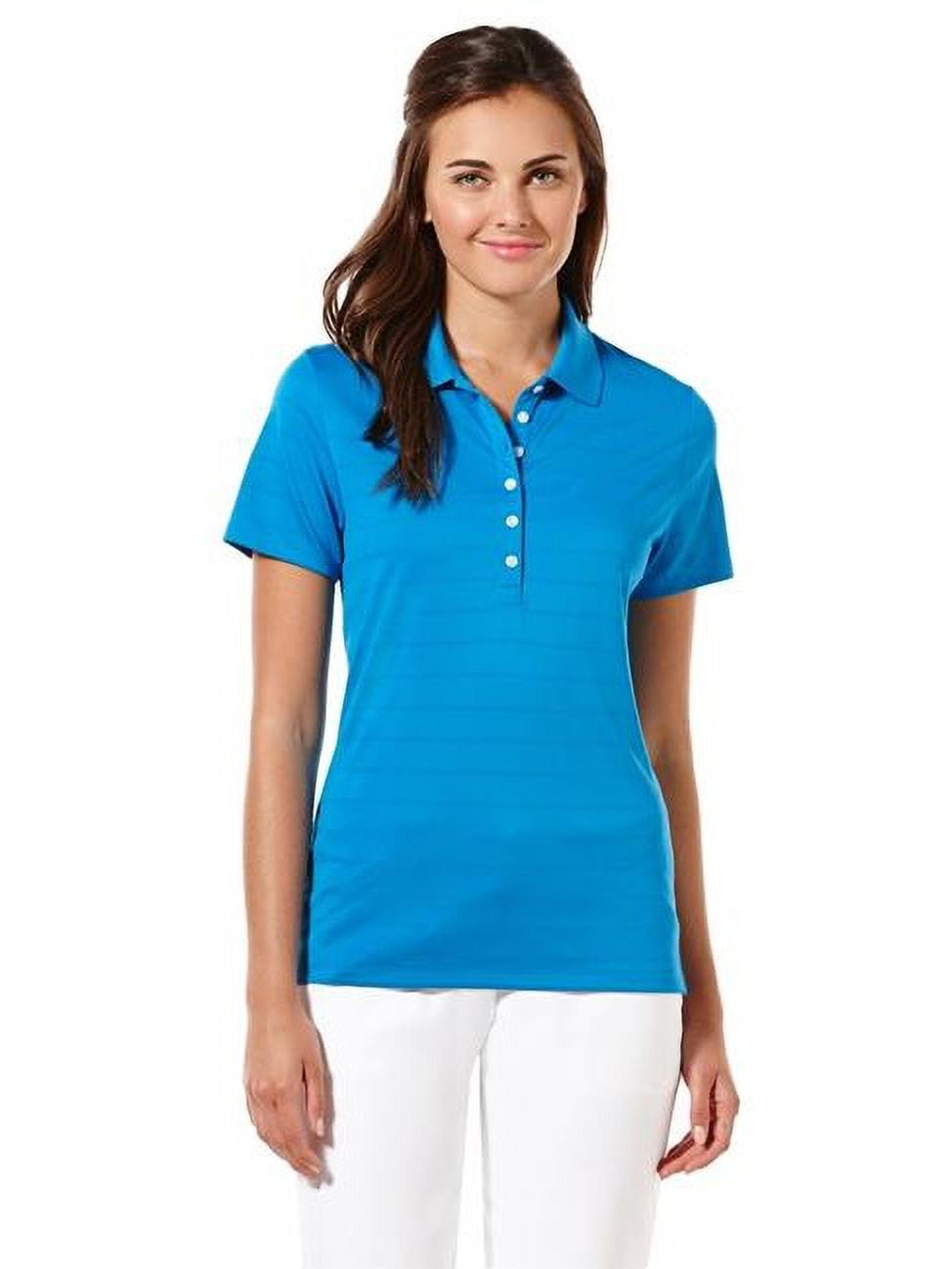 Callaway Women's Golf Short Sleeve Pique Open Mesh Polo Shirt, Medium Blue, Large