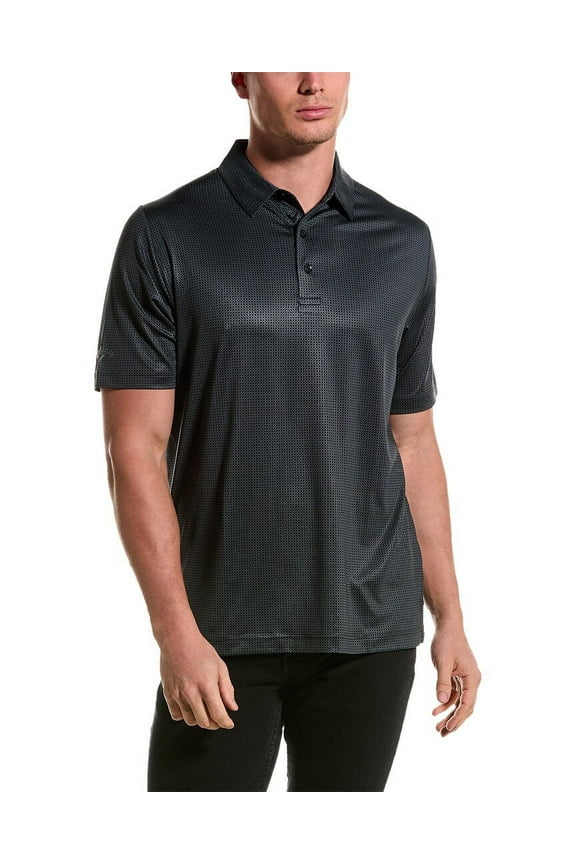 mens  Chev Foulard Print Polo Shirt, S, Black