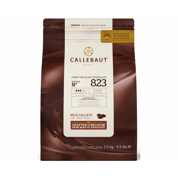 Callebaut Recipe No. 823 GGA1 Finest Belgian Milk Chocolate With 33.6% Cacao, 20.8% Milk, 5.51 Pound