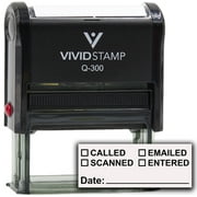 [] Called [] Scanned [] Emailed With Date Line Self-Inking Office Rubber Stamp (Black Ink) - Q-300