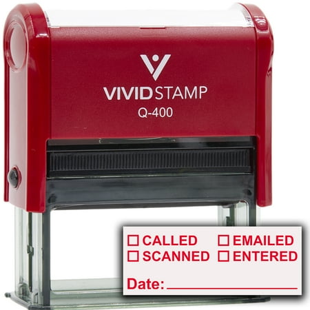 [] Called [] Scanned [] Emailed With Date Line Self-Inking Office Rubber Stamp (Red Ink) - Q-400