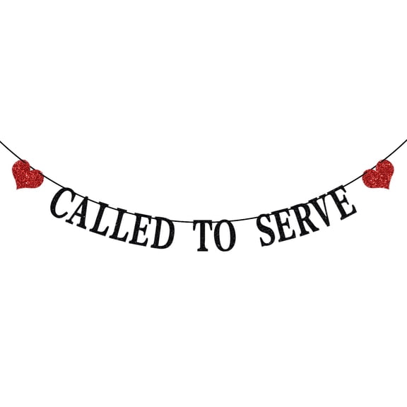 Called to Serve Banner, LDS Missionary Call Theme Decoration Supplies, Graduation/Farewell/Retired/Going Away/Leaving Party Decorations Black & Red Glitter