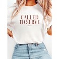 thumbnail image 1 of Called To Serve Mark 10:45 Bible Verse Lettering Print T-Shirts Fashion Graphic Tee Casual Tops for Daily Outfits Ministry Purpose White,S, 1 of 6