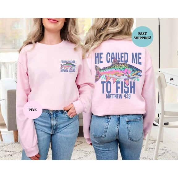 Called to Fish Christian Sweatshirt: Faith-Based Fishing Gift TSHIRT All Size S-5XL