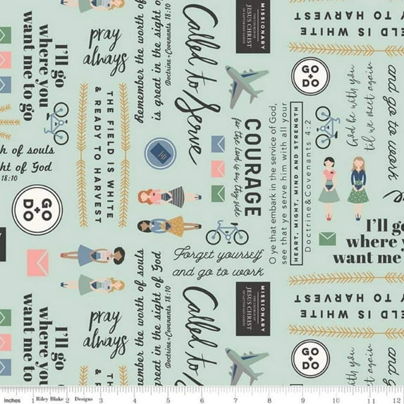 Called to Serve Sister Mint Flannel Fabric