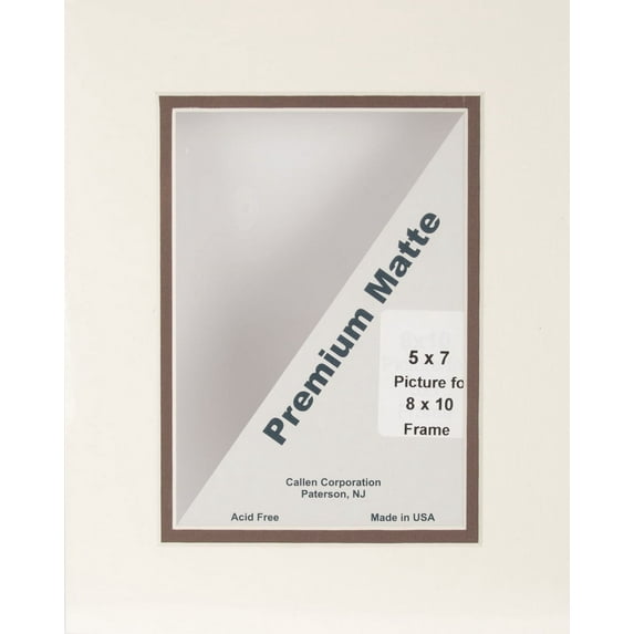 Callen Photo Mat, Double Hand, Cut with Bevel Edge, Natural Linen Textured with Chocolate