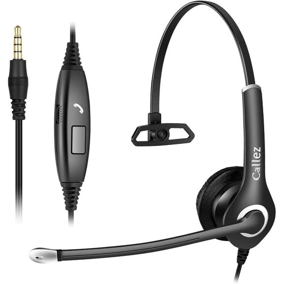 Callez 3.5mm Headset with Call Control, Computer Headset for iPhone Android PC Laptop Mac Office