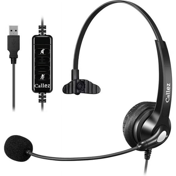 Callez USB Headset with Mic for PC Laptop, Computer Headset for Call Center Office Skype