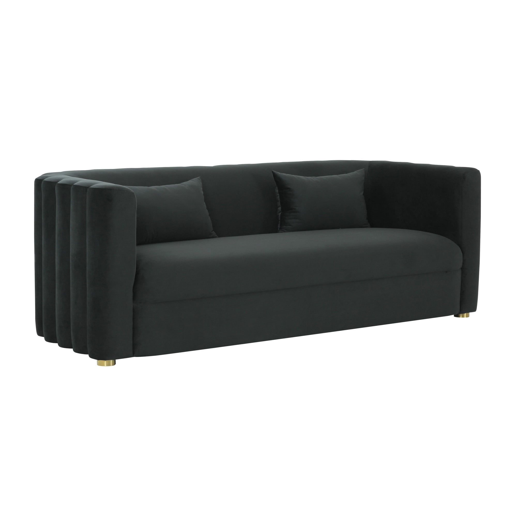 Callie Black Velvet Tufted Stationary Sofa