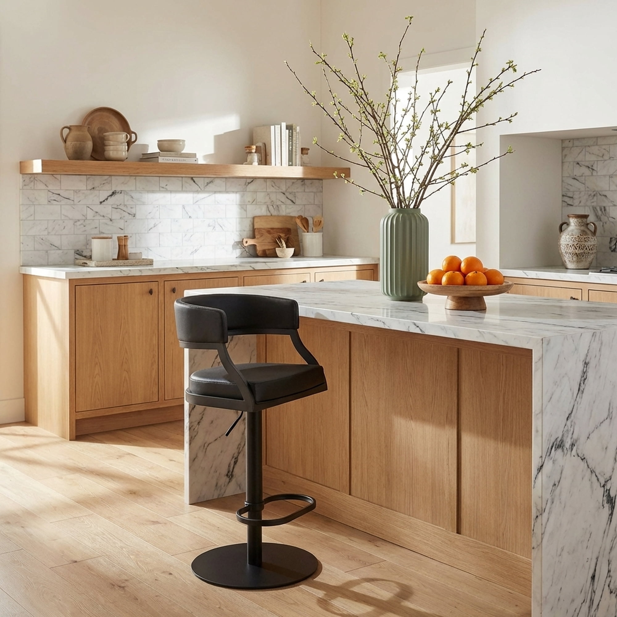 Callie Modern Retro Swivel Metal Adjustable Height Barstool With Faux Leather Seat