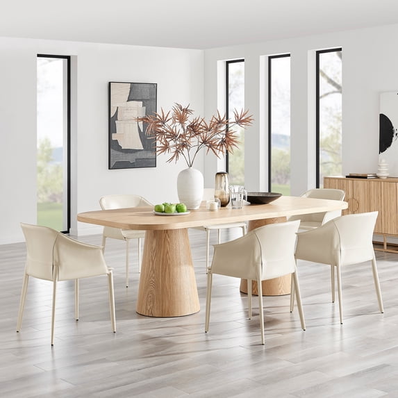 New Pacific Direct Callie Recycled Leather Dining Arm Chair in Vanilla