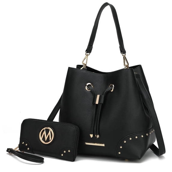 Callie Solid Bucket Handbag with matching Wallet by Mia K