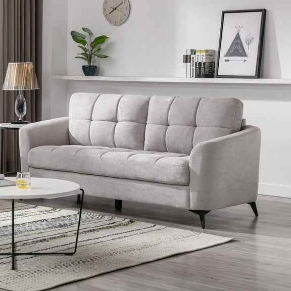 Modern Gray Woven Fabric 79" Sofa with Pocket Coil Seating