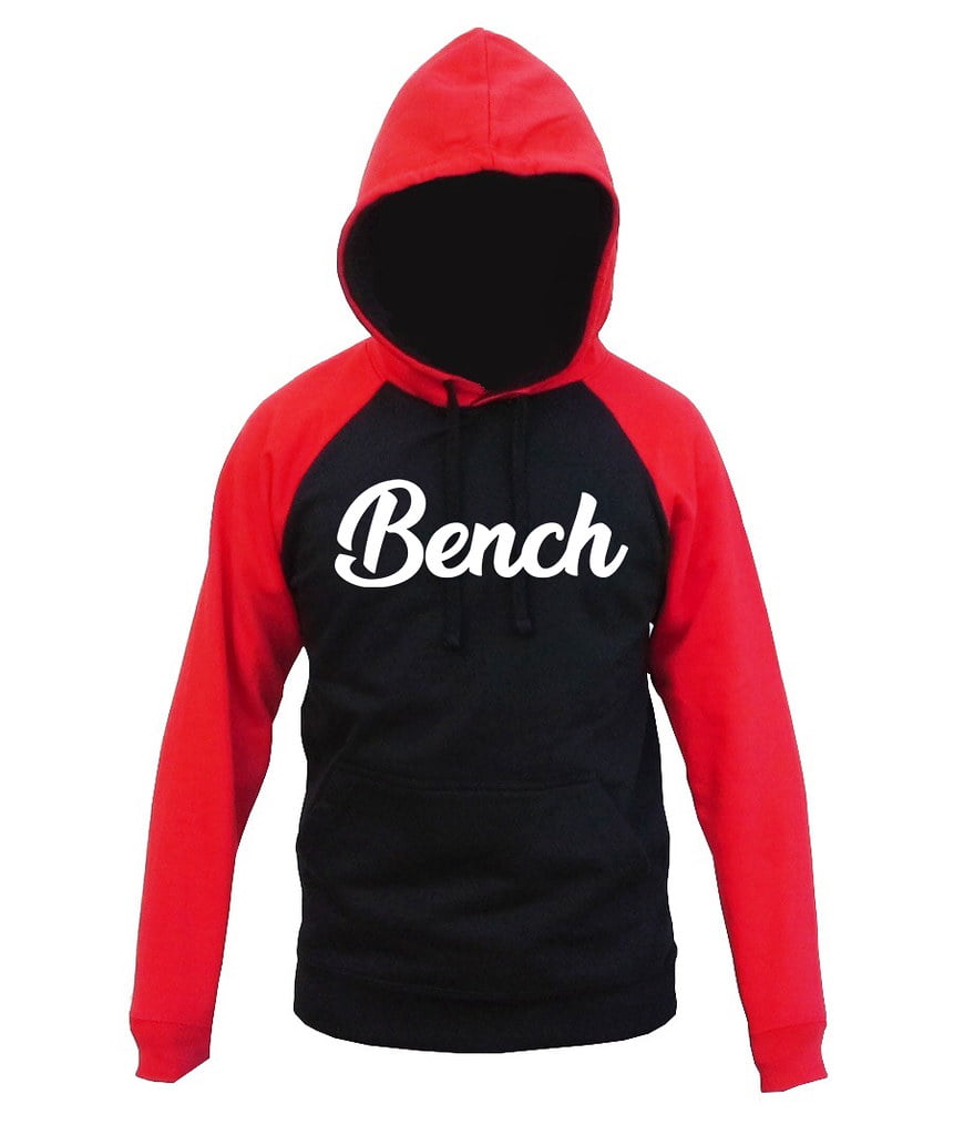 Calligraphy Bench V723 Men's Black/Red Raglan Baseball Hoodie Sweater  Medium Black