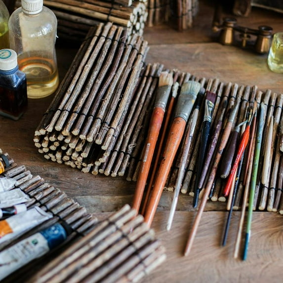 Calligraphy Brush Holder Rollup Wood Shades Rollup