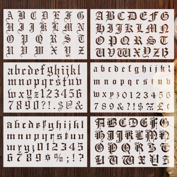 Calligraphy Letter Stencils Gothic Font Alphabet Number 8 Piece Set