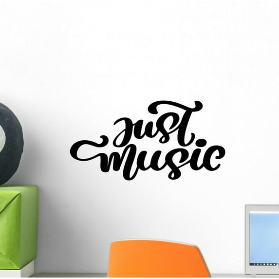 Calligraphy Lettering Just Music Wall Decal Wallmonkeys Peel and Stick Graphic (12 in W x 8 in H) WM502883