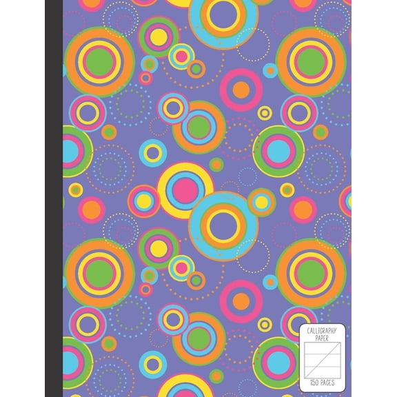 Calligraphy Notebook: 150 Pages Single Subject Large 8.5 x 11 Modern Hand Lettering Practice for Beginners Purple Retro Circle Cover (Paperback)