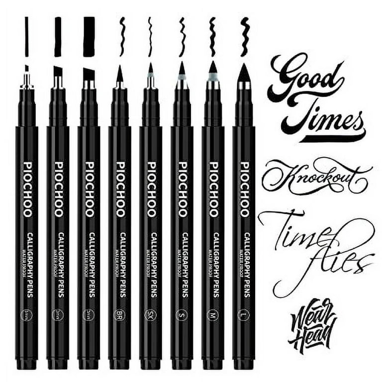 Calligraphy Pens,Hand Lettering Pens,8 Size Calligraphy Brush Pen Set for  Lettering,Beginners,Artists,calligraphy markers,Soft and Fine Tip,Black Ink
