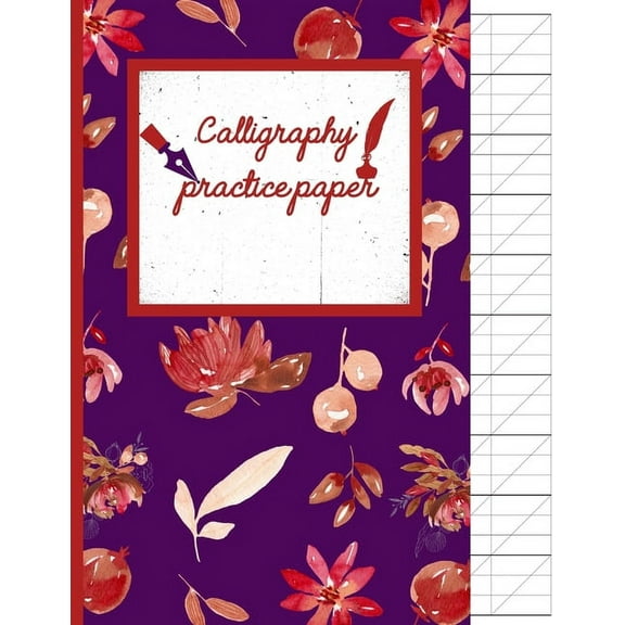 Calligraphy Practice paper: Floral red watercolor hand writing workbook for adults & kids 120 pages of practice shee, (Paperback)