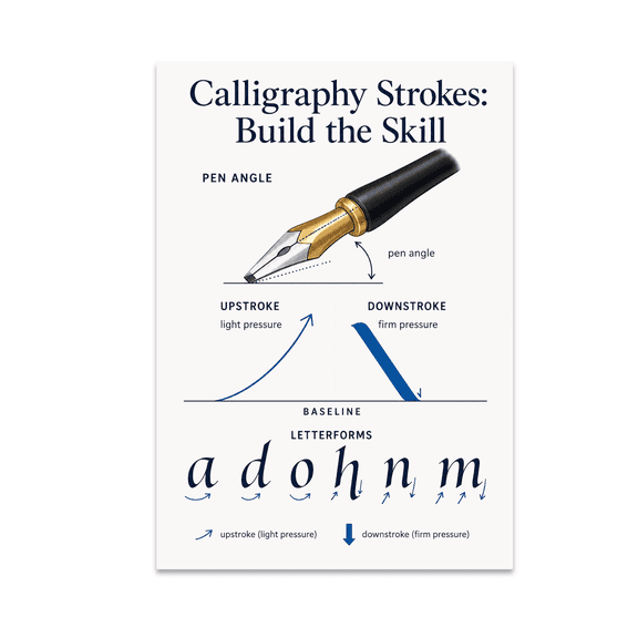 Calligraphy Strokes Educational Reference - Lettering Artist - 13x19 Poster Print