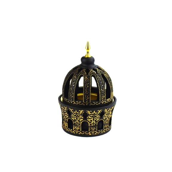 Calligraphy Style Closed Incense Bakhoor Burner - Black and Gold
