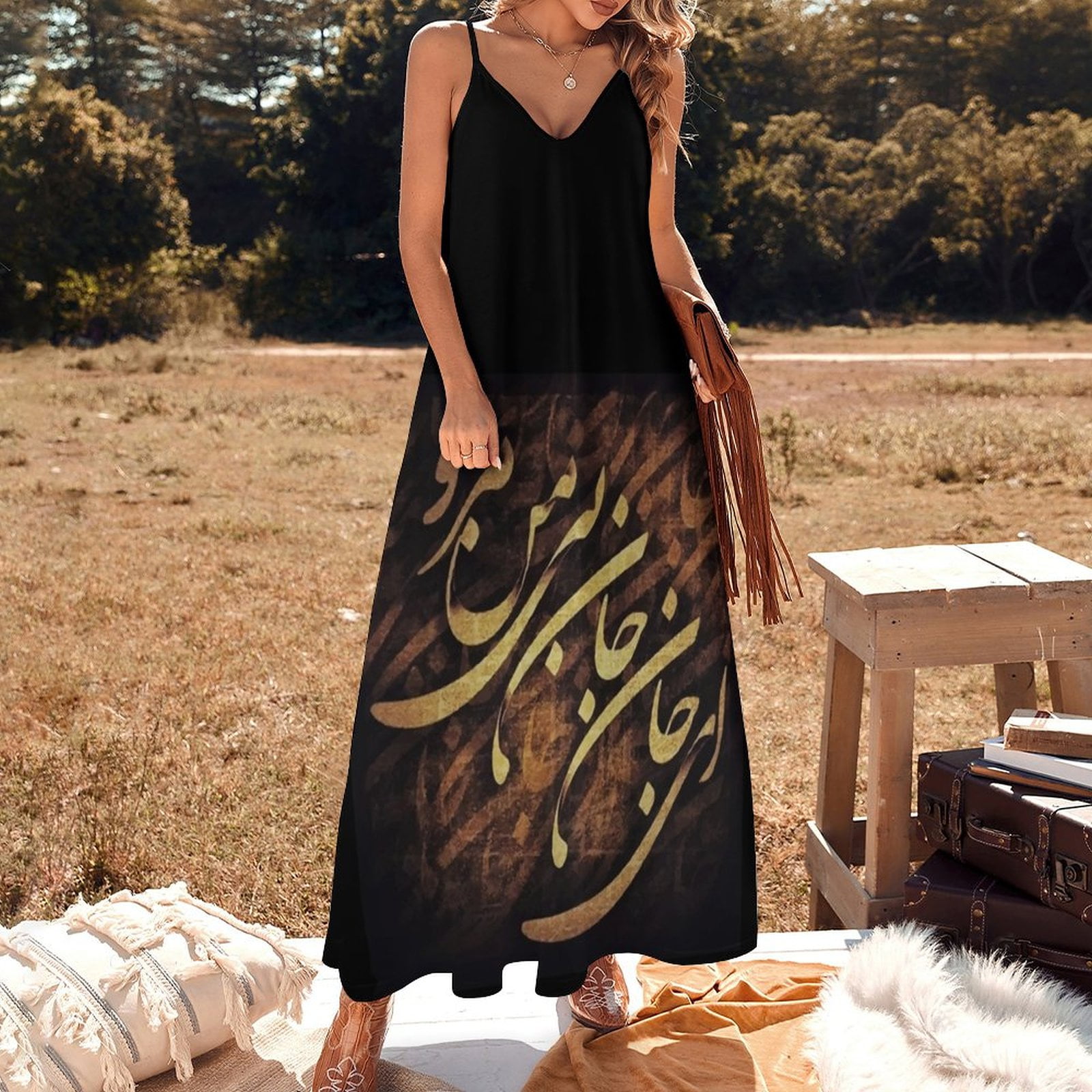 Calligraphy of a persian poem Sleeveless Dress elegant dresses plus ...