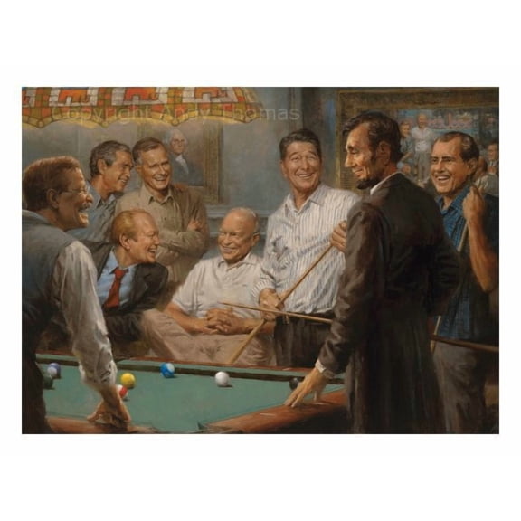 Callin' The Blue Notecards by Andy Thomas Set of 10 Cards & Envelopes 4x6 Enjoy a Scene of Republican Presidents Playing Pool 1 Unit per pack