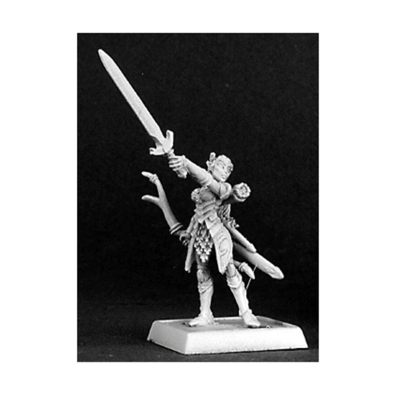 Bowsister - Adept Fantasy Miniature Figure, 25mm Heroic Scale, Unpainted & Requires Assembly, On Plastic Slotted Base