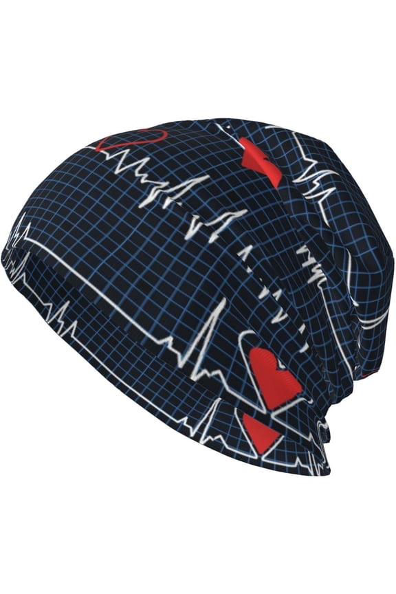 Calling All Nurses Heart Beat Baggy Slouchy Beanie Chemo Hat Cancer Headwear Knitted Hats Scarf Nightcap for Women Men