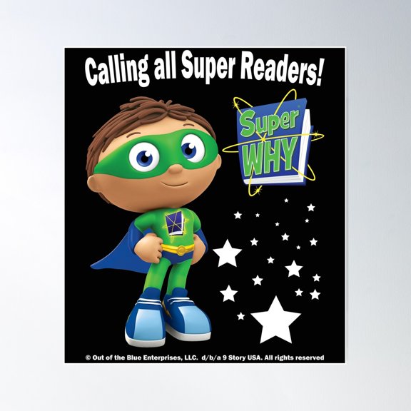 Calling All Super Readers! Super Why Poster Wall Art, Modern Wall Decor For Living Room Bedroom, 8x12 UNFRAMED