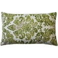 thumbnail image 1 of Calliope Green Damask Throw Pillow 12x20 Polyfill Insert Vintage Rustic Style, 1 of 3