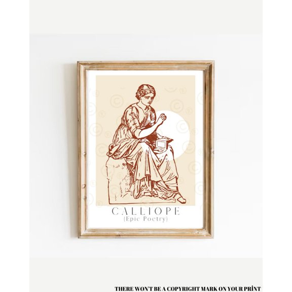 Calliope, The Nine Muses, Classic Literature Poster, Poetry Gifts, Literature Teacher Gift, Bookish Greek Mythology, Literary Poster Wall Art, Modern Wall Decor, 8x12 UNFRAMED