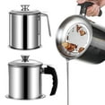 thumbnail image 1 of Callipe 1.4/1.9 L Stainless Steel Bacon Grease Saver Container with Fine Mesh Strainer Non-slip Bottom And Airtight Lid Cooking Oil Keeper Pot for Kitchen, 1 of 8