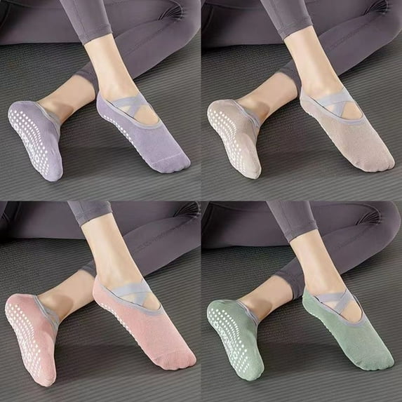 Callipe 1 Pair Women Floor Socks Anti-skid Silicone Grip Bottom Solid Color High Elasticity Sweat Absorption Adult Home Yoga Socks Sport Trampoline Socks