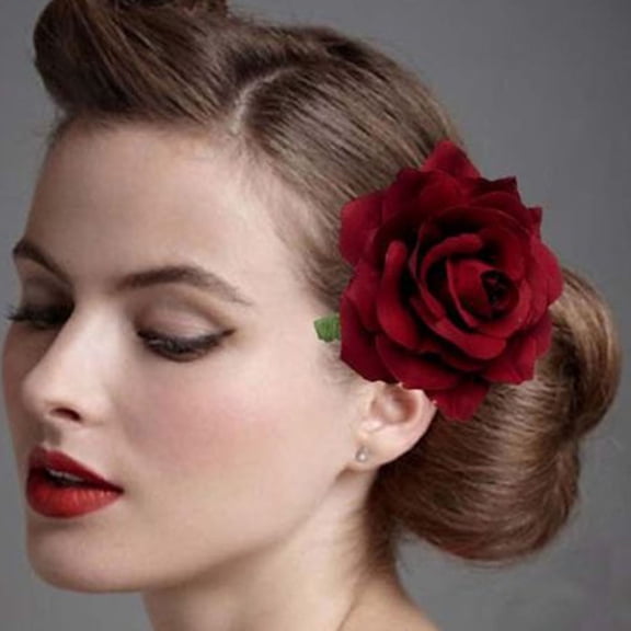 Callipe 1Pc Hair Clip Reusable Rose Flower Shape Metal Rose Flower Hair Clips for Dating