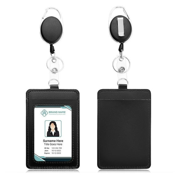 Callipe 2 Pcs Card Holder Clear Retractable ID Card Holder with Clip Badge Reel ID Card Holder with Carabiner Lanyard