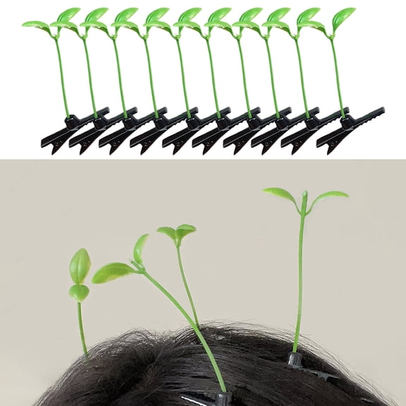 Callipe 20/30/50Pcs Funny Bean Sprout Hair Clip Set Spring Design Anti-slip Realistic Style Green Plant Hairpins Hair Accessories