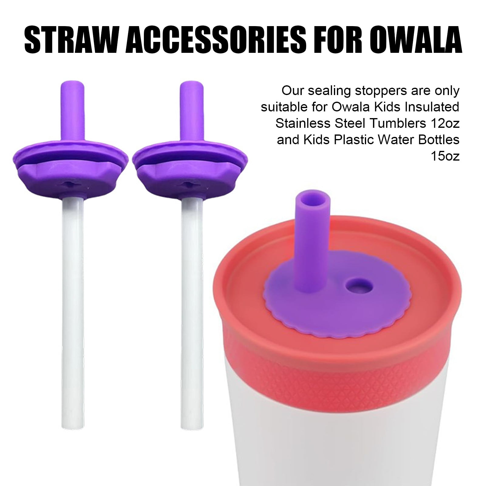 Callipe 2Pcs Flexible Straw for Owala Kids Water Bottle 12/15oz BPA ...