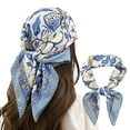 thumbnail image 1 of Callipe 70x70CM Faux Silk Like Square Scarf Spring Summer Breathable Women Head Scarf Neckerchief Sun Fake Satin Bandana Hair Scarf, 1 of 8