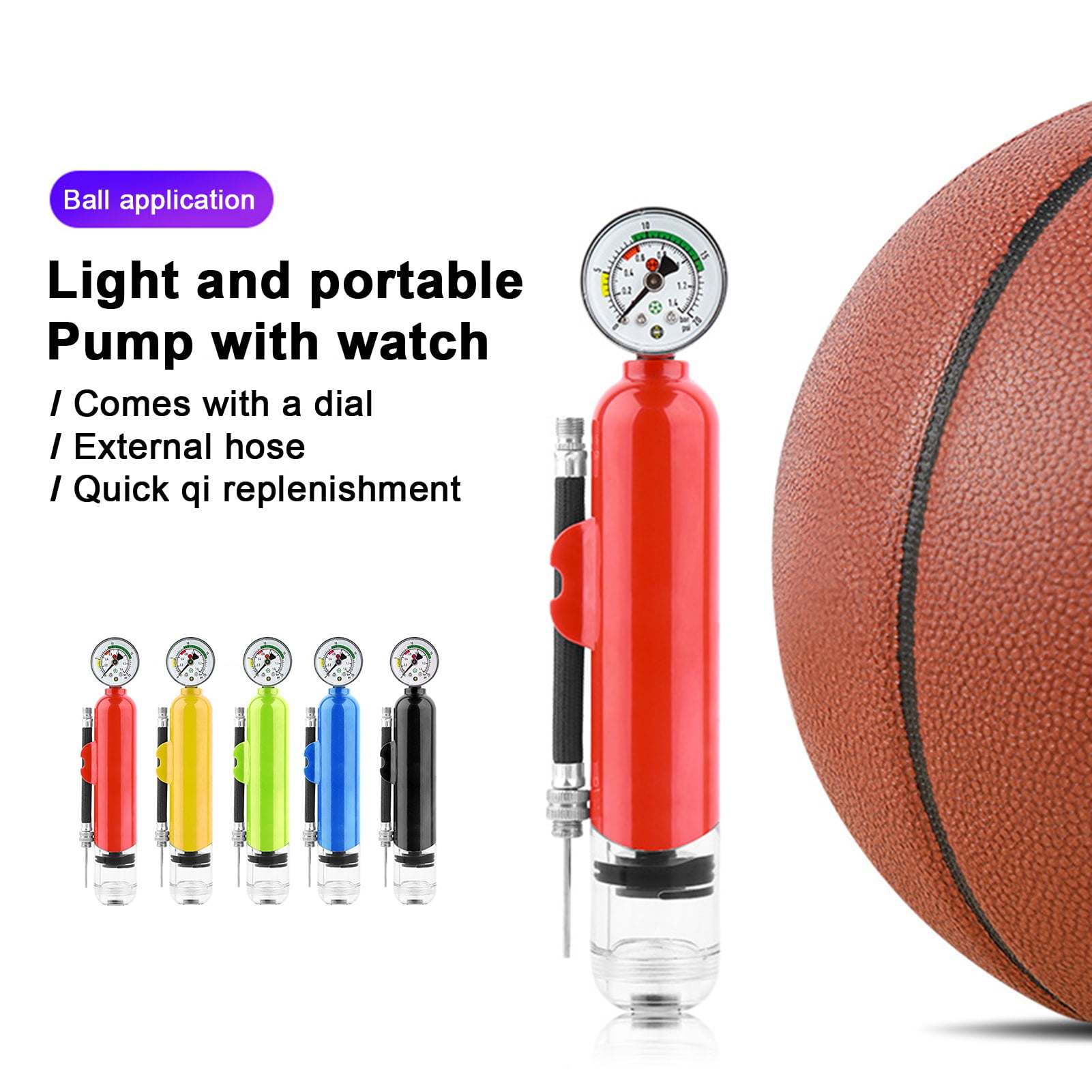 Callipe Ball Pump with Pressure Gauge Dual Action Sports Ball Pump with
