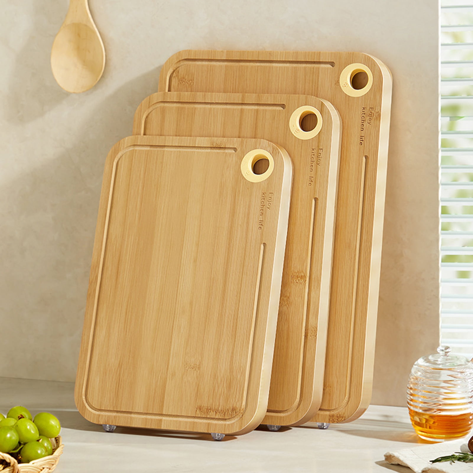 Callipe Bamboo Cutting Board Dual-Sided Chopping Boards with Juice ...