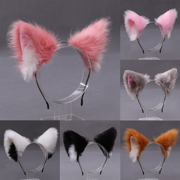 Callipe Cats Ears Headband Long Furry Adorable Plush Exquisite Cosplay Party Headpiece for Party