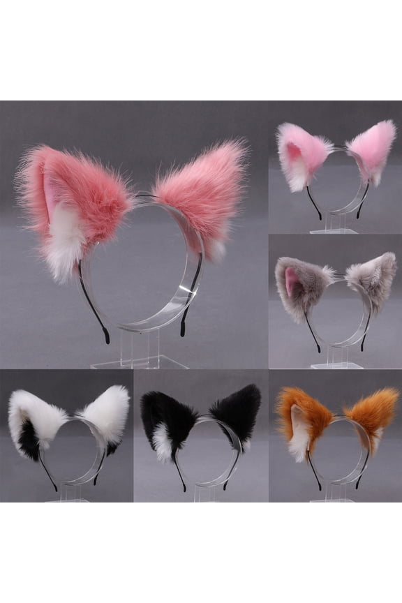 Cats Ears Headband Long Furry Adorable Plush Exquisite Cosplay Party Headpiece for Party
