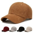 thumbnail image 1 of Callipe Corduroy Baseball Hat Large Brim Thick Striped Texture Peaked Cap Solid Color Adjustable Circumference Hiking Traveling Shopping Hat, 1 of 8